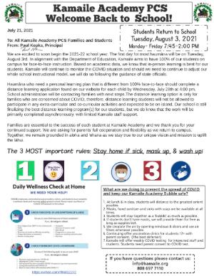 Welcome to the 2021-2022 School Year